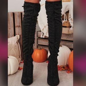 RHINESTONE THIGH HIGH BOOTS (BLACK)